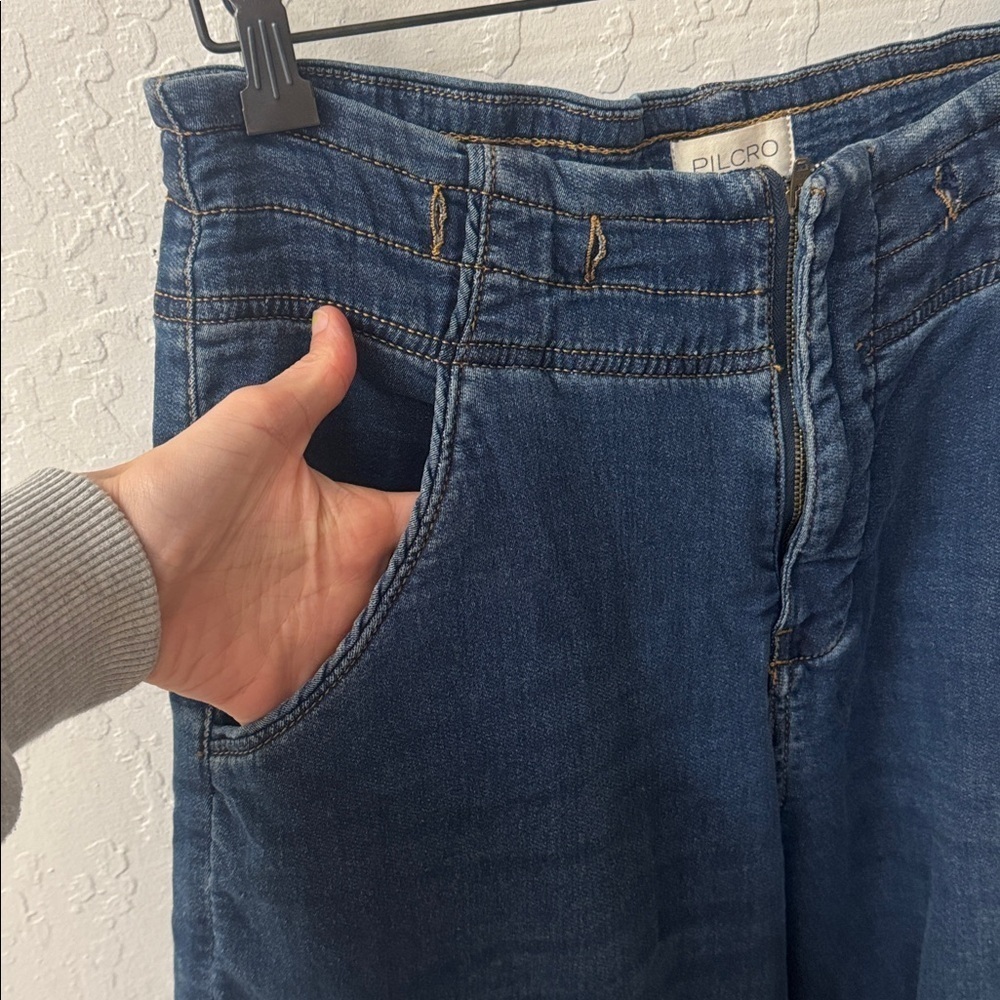 Anthropologie Pilcro High Rise Cargo Jogger Denim Knit Stretchy Jeans Smal - Picture 6 of 12
